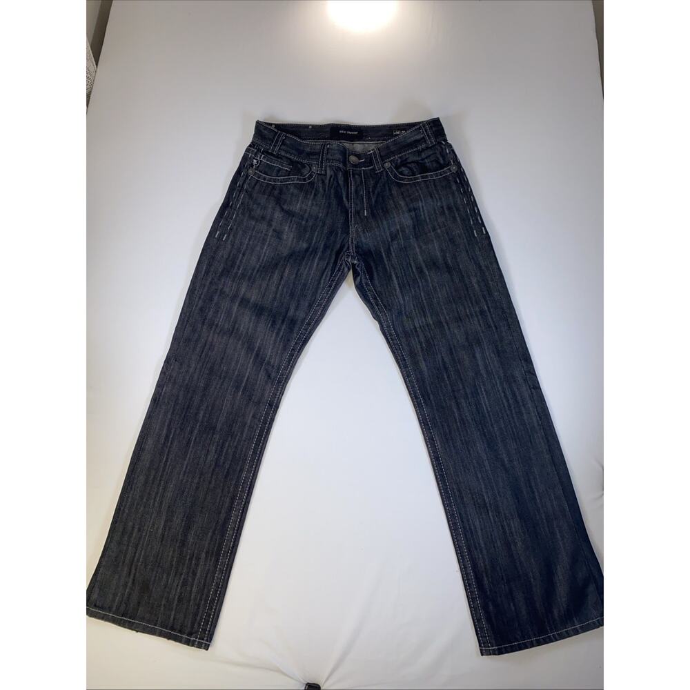 MEK USA Denim Jeans Mens 34x32 Straight Stitches Button Dark Wash